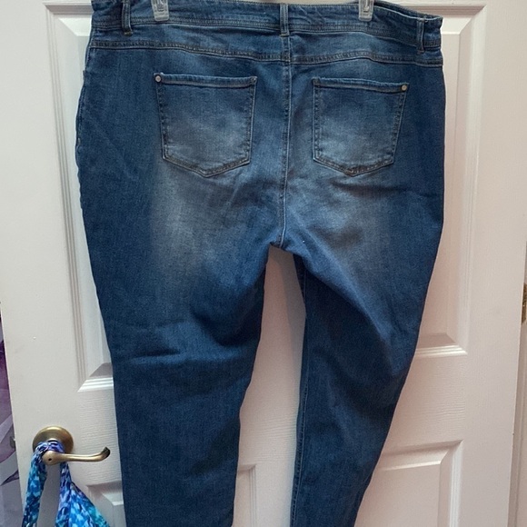womens Cato solid blue distressed stretch plus size denim jeans size 22W - Picture 3 of 7